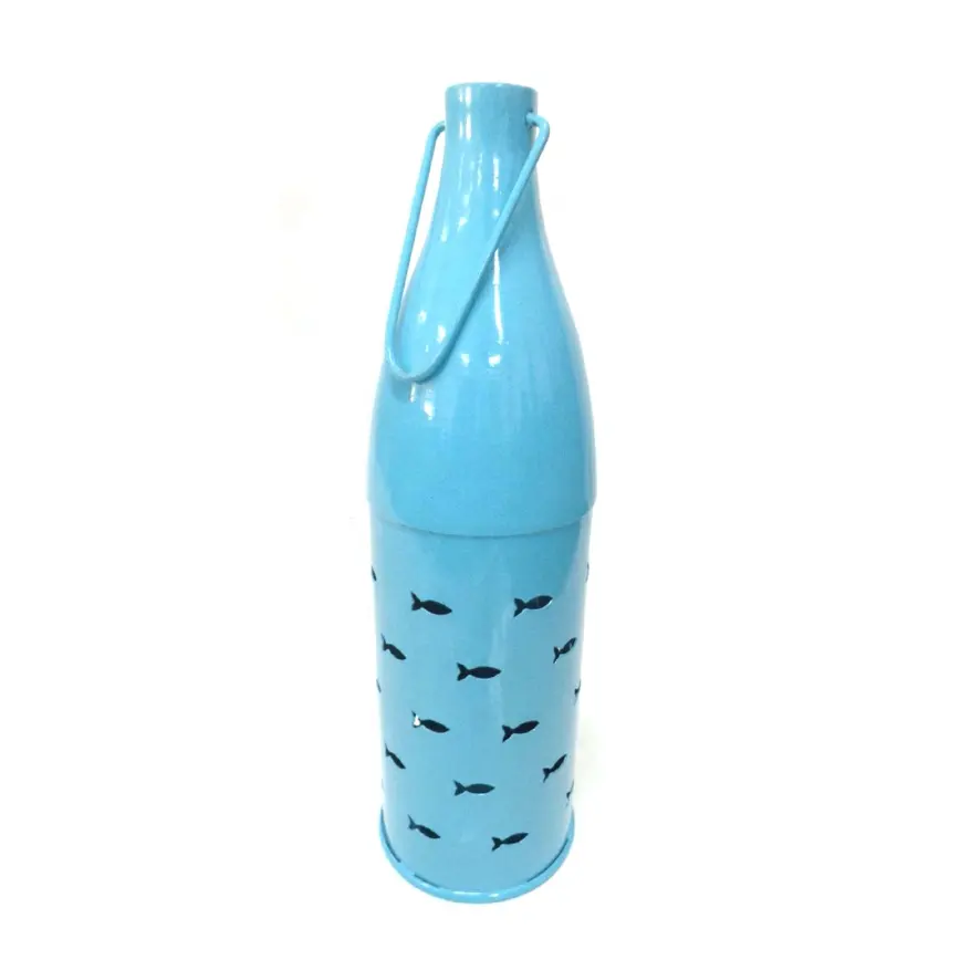 Christmas Decorative Light Blue Designer Metal Bottle Hanging T light Holder Modern Design Handmade Customized