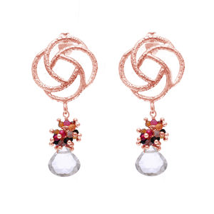 Best Quality <b>Solid</b> 925 Sterling <b>Silver</b> Multi-Gemstone Dangle <b>Earrings</b> Designer 18K Gold Plated Handmade Weddings Casa de Plata - Product Image 3