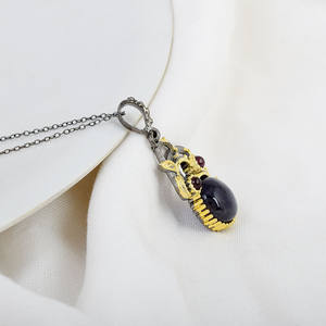 Gran Venta de colgantes y dijes finos de plata de ley con piedras preciosas de amatista y granate, mayorista de joyería fina al por mayor - Product Image 3