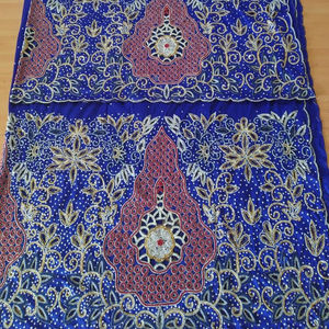 100%, bordado a mano con cuentas, tela de seda Africana George con cuentas pesadas para mujer, ropa de estilo Rajgadhia, estampado africano - Product Image 1