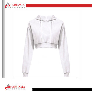 Personnalisé de haute qualité coton femmes Crop Top Hoodies plaine Crop Top personnalisé Crop Top Hoodie pour les femmes - Product Image 3