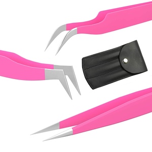 Pince à épiler anti-dérapante en acier inoxydable pour le maquillage des cils à pointe en fibre - Product Image 1