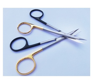 Wholesale TC Super Cut Iris Manual Scissor German Stainless Steel Curved Blades Gold Black Plated Handle 11.5cm for Nasal - Product Image 5
