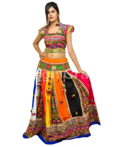 Kutch-falda de danza del vientre, vestido bordado Chaniya choli, longitud del tobillo