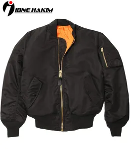 Jaket Bomber Penerbangan MA Poliester Nilon Satin Bisbol Kampus Letterman Dibuat Khusus