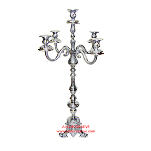 Candelabros de plata niquelados de alta calidad, 5 brazos para centros de mesa de boda, decoración del suelo de la sala de estar del hogar, candelabros hechos a mano - Product Image 1