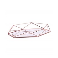 Newest Arrival Copper Plated Decorative Handcrafted Antique Wire Mirror Tray Rose Gold Plated Finishing Stylish