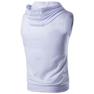 Hauts à capuche musclés sans manches pour hommes, sweat-shirt à capuche décontracté basique vente en gros OEM conception personnalisée coton polaire - Product Image 5