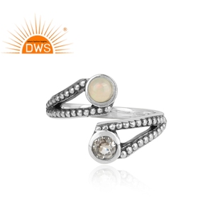 Bague en pierre précieuse opale éthiopienne et Quartz pour femmes, argent Sterling 925, nouvelle collection - Product Image 2