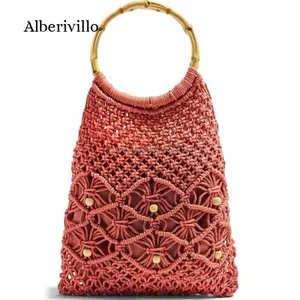 India Boho Macrame Bags for Women Fashion Handwoven Party Bag Crochet Macrame Carry Bag for Women