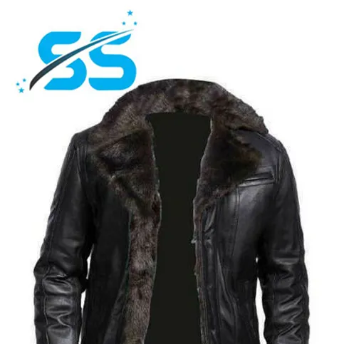 Standard Mens Bomber Black Genuine Sheepskin Leather Jacket
