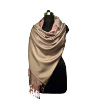 Écharpe longue en pure soie faite à la main, double face, bicolore, réversible, avec franges nouées à la main, pour femmes, hiver, toutes saisons