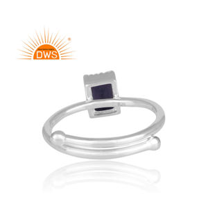 แหวนเงินแท้ 925 ปรับขนาดได้ ประดับพลอยไอโอไลต์สีน้ำเงินธรรมชาติ สำหรับงานแต่งงานผู้หญิง ผลิตโดยผู้ผลิตเครื่องประดับ - Product Image 4