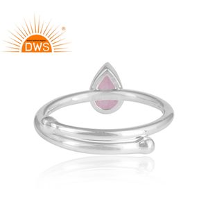 ผู้ค้าส่งลูกแพร์ธรรมชาติรูปสีชมพูบุษราคัมผู้ผลิตเครื่องประดับแหวนแฟชั่นของสาวเงินแท้925 - Product Image 4