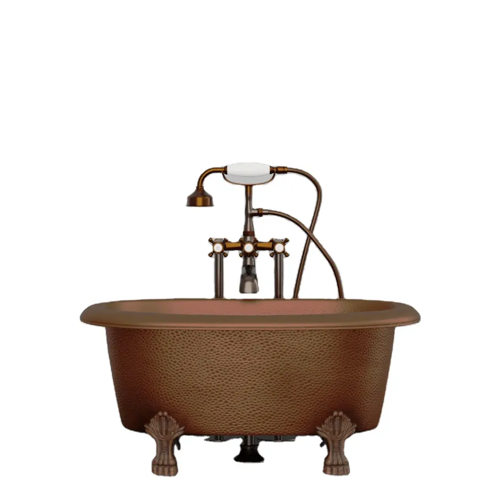 32" Baby Hammered Copper Clawfoot Double Roll-Top Tub bathtub elegant foot freestanding tub Luxurious