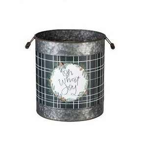 Color rojo diseño popular de calidad de lujo, regalo de Navidad tema cubo redondo cubo de Metal - Product Image 1