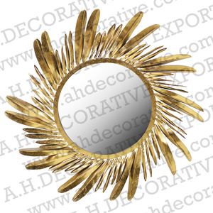 Miroir mural décoratif de luxe pour décoration de salon cadre design de plumes d'or miroir mural de noël intérieur - Product Image 6