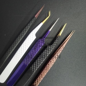 Pinzas de extensión de pestañas con logotipo personalizado y volumen de aislamiento, acero inoxidable sólido con punta puntiaguda - Product Image 3