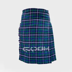 Premium Blue Douglas Tartan Kilt untuk pria otentik Skotlandia Highland tradisional wol kotak-kotak Kilts