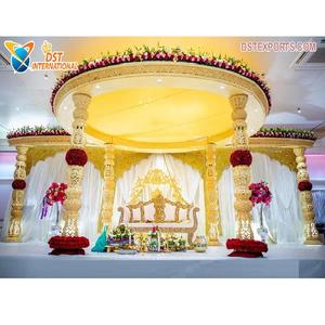 Magnífico Mandap Redondo de Madera para Bodas, Diseño Impresionante, Mandap de Madera Tallado a Mano para Bodas Indias, Conjunto de Mandap Dilwara de Madera para Bodas en EE. UU. - Product Image 1