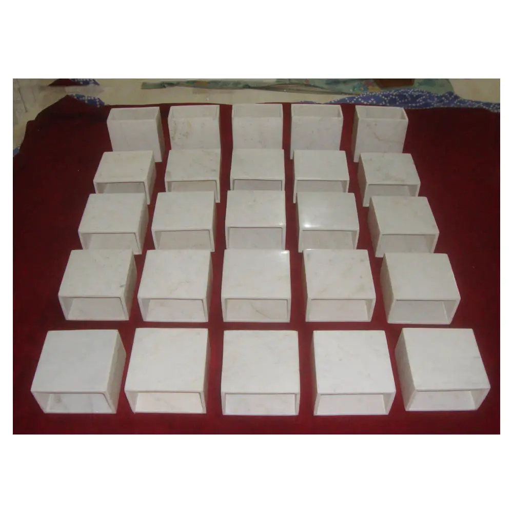 Indian Exporter White Marble Square Shape Plain Box