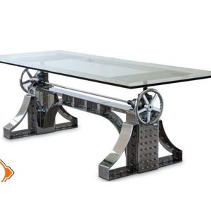 Industrial & Vintage <b>Foldable</b> Home Furniture Indian Iron Metal Crank Jack Height Adjustable <b>Dining</b> Bar <b>Table</b> - Product Image 1