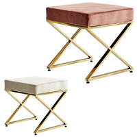 Tabouret ottoman moderne en velours avec structure en fer et finition thermolaquée pour chambre, salon et salle à manger