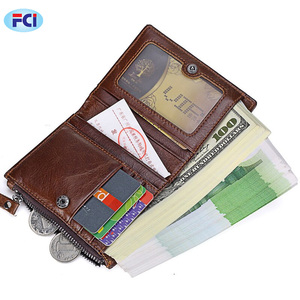 กระเป๋าสตางค์หนังสไตล์วินเทจสำหรับผู้ชาย,กระเป๋าเงินมีซิปช่องใส่เงินหนังขี้ผึ้งน้ำมันกระเป๋า - Product Image 3