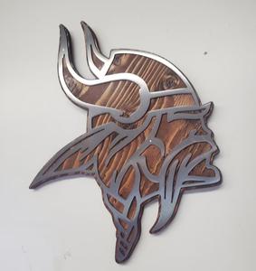 Decorazione della parete del derma Vikings <span class=keywords><strong>2022</strong></span> nuovo segno di metallo in legno rustico sport Home Bar Wall Art Viking Head Football Wall Decor - Product Image 2