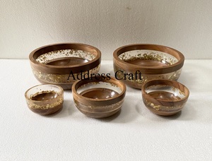 Bol à fruits en bois d'acacia et résine époxy au design unique Bol à salade créatif Assiettes en résine de bois Ensemble de dîner Bol en résine Articles ménagers - Product Image 5