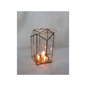 Premium Vantage Glass <b>Terrarium</b> Candle Holder Brass Metal New Design <b>Geometric</b> Shape Fancy Lantern T-light Holder Candle Holder - Product Image 1