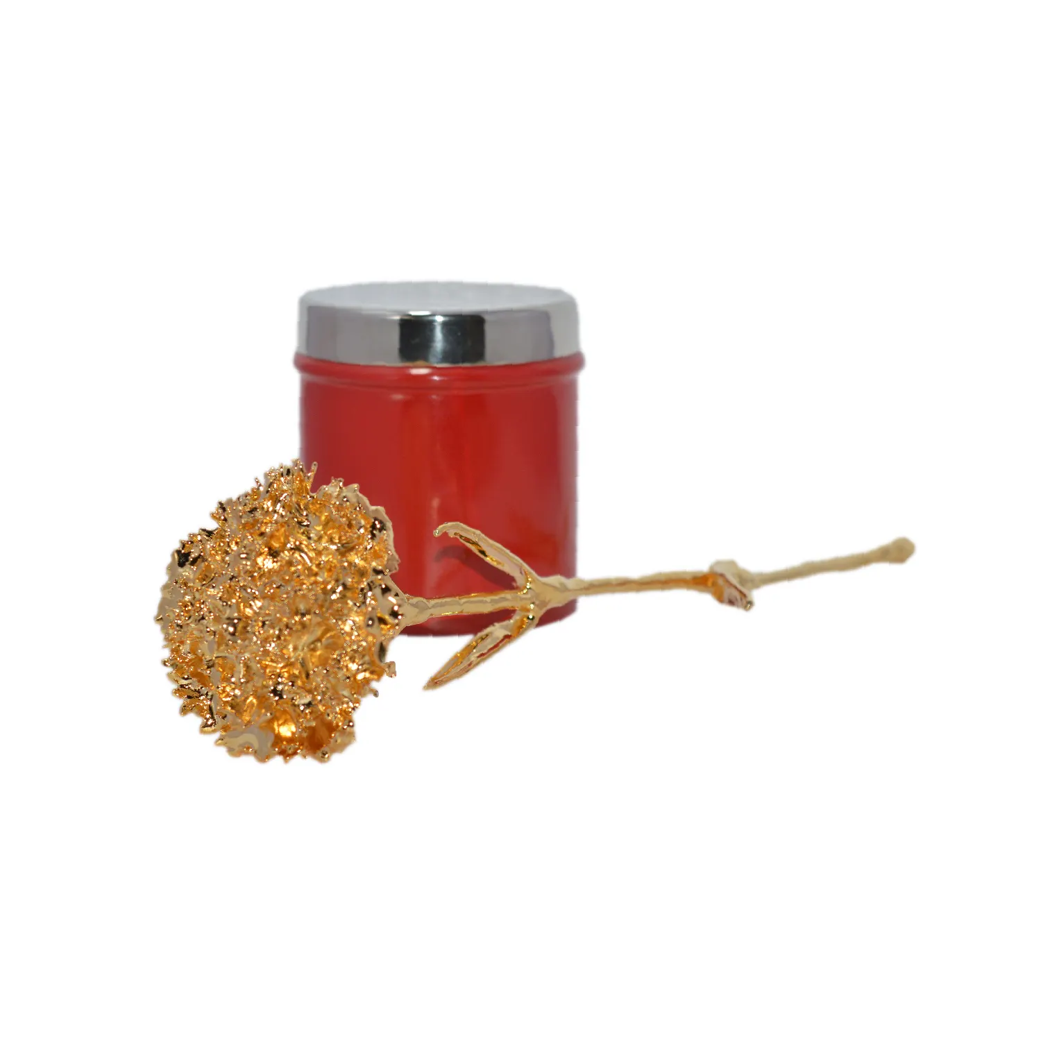 Gerçek Dahlia çiçek için en iyi yıldönümü sevgililer günü ve onun için en iyi hediye çelik Metal kavanoz ve altın kaplama bitirme tasarım