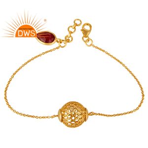 Corundum Ruby <b>Gemstone</b> <b>Bracelet</b> Supplier Gold Plated 925 Sterling Silver Charm Link <b>Bracelet</b> Jewelry Wholesaler - Product Image 2