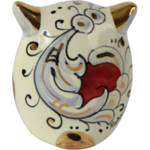 SAMBUCO CERAMICS Búho de Cerámica Hecho a Mano para Decoración del Hogar, 5 cm, Pintado a Mano con Oro Puro y Brillo Metálico Rojo - Product Image 4