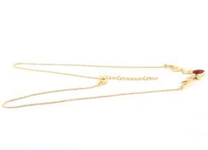 Collar de cadena de eslabones para mujer, gargantilla de Latón chapado en oro, ónix rojo, diseño creativo, regalo de joyería - Product Image 4