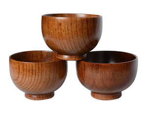 Handmade Natural Eco-Friendly Set of 3 Round Wooden Bowls for Serving Rice Soup Fruit Salad <b>Dips</b> Sauce Bowl - Product Image 1