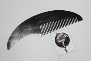 Peine de pelo de Búfalo con dientes anchos y mango de gran tamaño, Material Natural negro de cuerno, peine alisador de pelo, uso doméstico portátil - Product Image 2