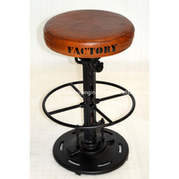 Vintage Industriestil Verstellbarer Barhocker aus Leder und Holz für Küche, Hotel, Wohnzimmer, Schlafzimmer, Outdoor, Zuhause, Krankenhaus, Fitness-Studio