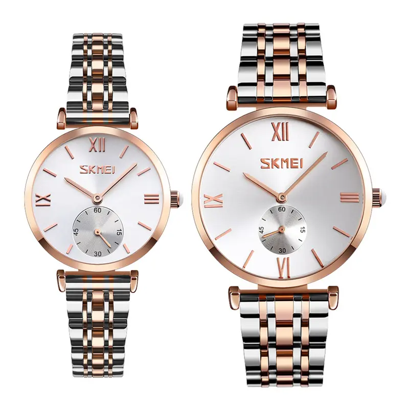 skmei 9198 Paypal alloy western quartz wrist watches couple pair lover for women and men