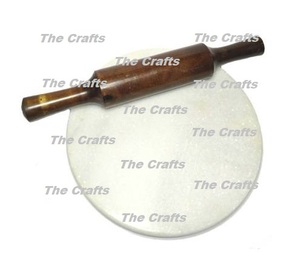 Tablero rodante de piedra de mármol blanco y rodillo con mango de madera y soporte de mármol Utensilios de cocina Chakla Belan - Product Image 6