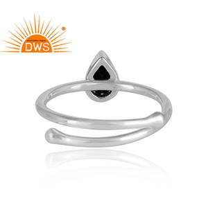 Anillo de espinela negra oscura Natural, joyería en forma de pera, fabricante de joyería de plata 925 - Product Image 4