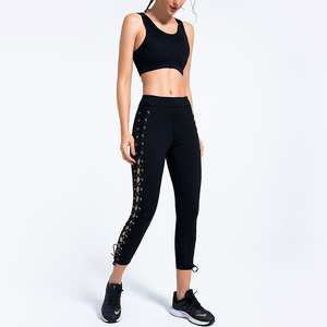 Women's Workout Leggings Side Long Adjustable Strings <b>Straight</b> Leggings High Waist Gym Yoga Pants All Solid Color Yoga Pants - Product Image 3