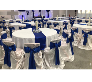 Royal Bleu Blanc Housses De Chaise Décoration de Banquet Décor Housses De Chaise et Sasha Décor De Mariage Satin Housses De Chaise et - Product Image 1