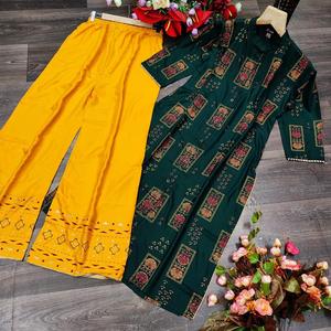 คอลเลกชันใหม่สไตลิสเรยอน Kurti กับพลาซโซกางเกง - Product Image 3