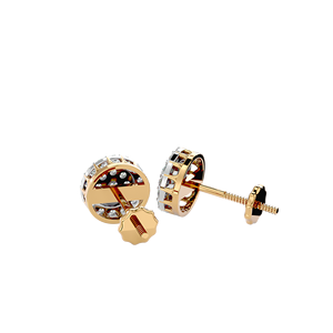 Diamante redondo natural de 0.60 CTW en oro de 10K |   Pendientes de botón tipo cluster con cierre de rosca seguro, disponibles en oro rosa, blanco y amarillo, de primera calidad. - Product Image 2