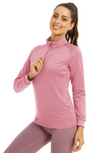 Camiseta rosa con cuello alto para mujer, ropa elegante para correr, trotar, personalizada - Product Image 3