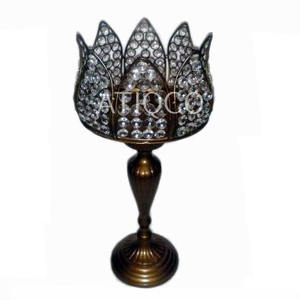 Iron & Glass Crystal Tealight Votive <b>Candle</b> Holder 4 Hanging Votives with Stand - Product Image 6