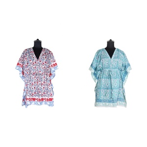2025 dernière mode femmes turc soie maillots de bain impression numérique court caftan Anokhi Caftan Maxi robe imprimé fleuri vêtements de détente - Product Image 1