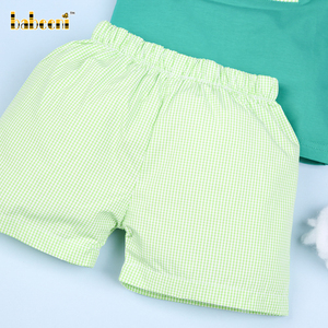 Conjunto de Ropa Casual para Niños Babeeni, Verde Lima, Cuadros Vichy, Estampado 3D, 100% Algodón, Certificado OEKO-TEX, de 6 Meses a 6 Años - Product Image 4