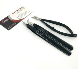 Pince à épiler d'extension de cils à poignée à point noir Volume classique en acier inoxydable durable en fibre inoxydable cils optimaux pointus - Product Image 1